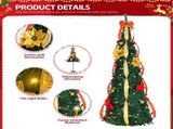 6 FT Fully Decorated Pre-lit Christmas Tree, Pop Up Artificial Xmas Tree with 80 Warm Lights Battery 19599448