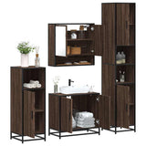 4 Piece Bathroom Furniture Set Brown Oak Engineered Wood 3301219