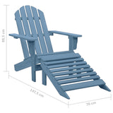 Garden Adirondack Chair with Ottoman Solid Fir Wood Blue 315865