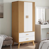 Wardrobe OLDEN White and Brown 76.5x53x172 cm Solid Wood Pine 358596