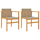 Garden Chairs 2 pcs Beige Poly Rattan&Solid Wood 368710