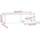 TV Wall Cabinet Smoked Oak 120x30x30 cm Engineered Wood 815099