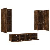5 Piece TV Wall Units Smoked Oak Engineered Wood 3216543