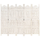 Hand carved 5-Panel Room Divider White 200x165 cm Solid Mango Wood 285320