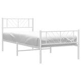 Metal Bed Frame without Mattress with Footboard White 100x200cm 372241