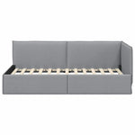 Corner Bed Frame with Headboard Light grey 100 x 200 cm Fabric 42016471