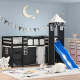 Kids' Loft Bed with Tower without Mattress White&Black 80x200cm 3207069
