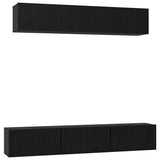 TV Cabinet Set 6 pcs Black Oak Engineered Wood 3393442