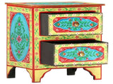286158 Hand Painted Bedside Cabinet 40x30x50 cm Solid Mango Wood