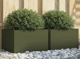 Planters 2 pcs Olive Green 32x30x29 cm Steel 841542