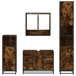 ZNTS 4 Piece Bathroom Furniture Set Smoked Oak Engineered Wood 3301232