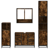 4 Piece Bathroom Furniture Set Smoked Oak Engineered Wood 3301232