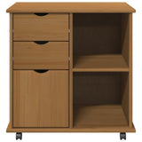 Rolling Cabinet Honey Brown 63.5 x 39 x 65.5 cm Solid Pine Wood 42028380