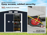 9 x 6ft Metal Bicycle Shed, Outdoor Storage Tool House with Ventilation Slots, Foundation Kit and T3398P377668