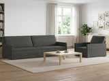 Sofa Set 2 pcs Dark Grey Corduroy Fabric 3433255