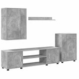 TV Cabinet Set Wall-mounted 4 pcs Concrete Grey Engineered wood 3397899