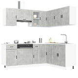 ZNTS 11 Piece Kitchen Cabinet Set Porto Concrete Grey Engineered Wood 3314965