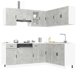 11 Piece Kitchen Cabinet Set Porto Concrete Grey Engineered Wood 3314965