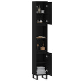 Bathroom Cabinet Black 30x30x190 cm Engineered Wood 831541