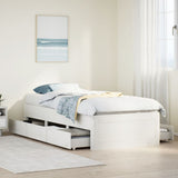 Bed Frame without Mattress with Drawers White 75x190 cm Small Single Solid Wood Pine 3308829