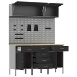 Work Cabinet Set with Drawer with Storage Manual 8 pcs Black 3321444