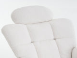 Teddy Fabric Tufted Upholstered Rocking Chair Padded Seat with Headrest and Foldable footrest For W1397P232247