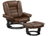 Faux Leather 135&deg Reclining Chair and Footstool - Brown T3398P377952