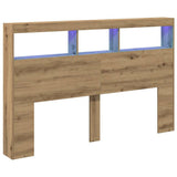 Headboard Cabinet with LED Artisan Oak 160x17x102 cm 863132