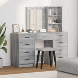Dressing Table with Mirror Lights 3 pcs Grey Engineered wood 3334223