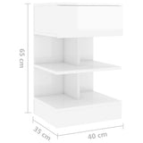 808660 Bedside Cabinet High Gloss White 40x35x65 cm Engineered Wood