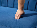 Velvet-Feel Three-Seater Sofa Bed - Blue T3398P423872