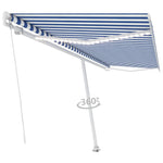 ZNTS Manual Retractable Awning with LED 500x300 cm Blue and White 3069581