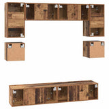 TV Cabinet Set Wall-mounted 8 pcs Old Wood Engineered Wood 3393333
