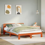 Bed Frame without Mattress Wax Brown 135x190 cm Double Solid Wood Pine 855575
