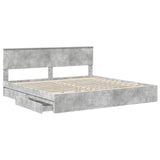 Storage Bed Concrete Grey 200 x 200 cm Engineered Wood 3410766