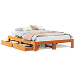 Bed Frame without Mattress Wax Brown 160x200 cm Solid Wood Pine 3308995