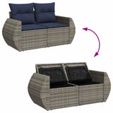 6 Piece Garden Sofa Set with Cushions Grey Poly Rattan Acacia 3327891