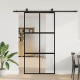 Sliding Door with Hardware Set Black 102.5x205 cm Tempered Glass 3375965