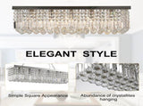 Modern Crystal Ceiling Light Square Crystal Chandelier for Living Room, Dining Room, Hall, E14 Base, T3398P343180