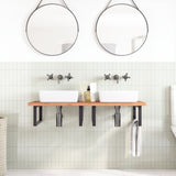 Basin Shelf Wall Mounted Steel and Solid Wood Beech 3302453