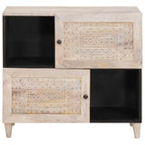Sideboard Bleached White 80 x 33 x 75 cm Solid Mango Wood 4018143