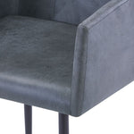 ZNTS Dining Chairs with Armrests 2 pcs Grey Faux Suede Leather 282058