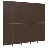 Room Divider 5 Panels Brown Poly Rattan 365365