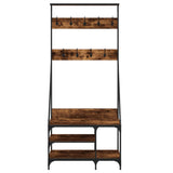 Clothes Rack with Shoe Storage Smoked Oak 80x40x184 cm 837864