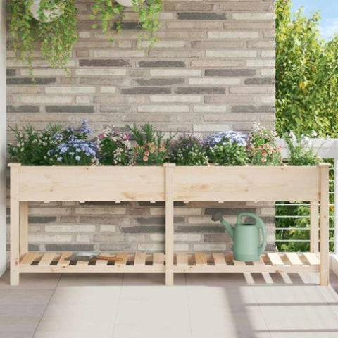 Garden Planter Beige 203.5 x 53 x 76.5 cm Solid fir wood 42006582