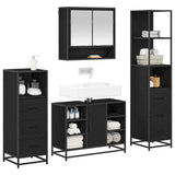 Bathroom Furniture Set 4 pcs Black Oak Engineered Wood 3402338