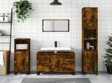 Bathroom Cabinet Smoked Oak 30x30x100 cm Engineered Wood 831569