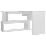 Corner Desk High Gloss White 200x50x76 cm Engineered Wood 801104
