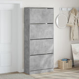Shoe Cabinet with 4 Flip-Drawers Concrete Grey 80x34x187.5 cm 3214381