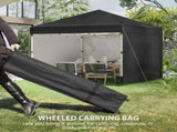 3 x 3m Metal Frame Gazebo, Pop Up Event Shelter with 2 Sidewalls, Weight Bags and Wheeled Bag, Black T3398P315467